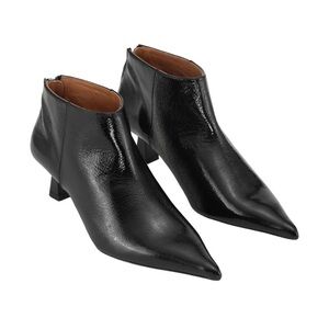 Ganni Pointy Toe Crop leather Boot Naplack Patent Black 42